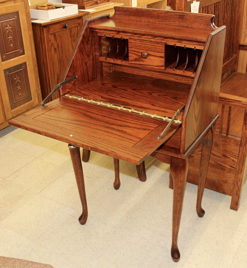 Queen Anne Secretary Desk with Upholstered Bench