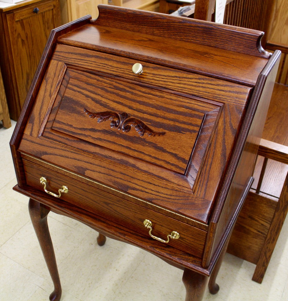 Queen Anne Secretary Desk with Upholstered Bench