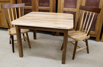 Comb Back Child’s Table with Four Chairs in Wormy Maple & Walnut