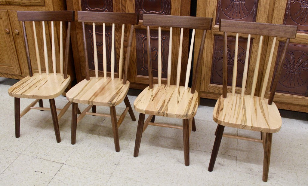 Comb Back Child’s Table with Four Chairs in Wormy Maple & Walnut