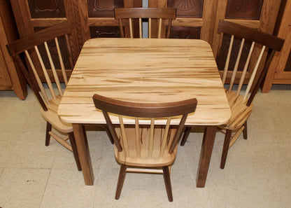 Comb Back Child’s Table with Four Chairs in Wormy Maple & Walnut