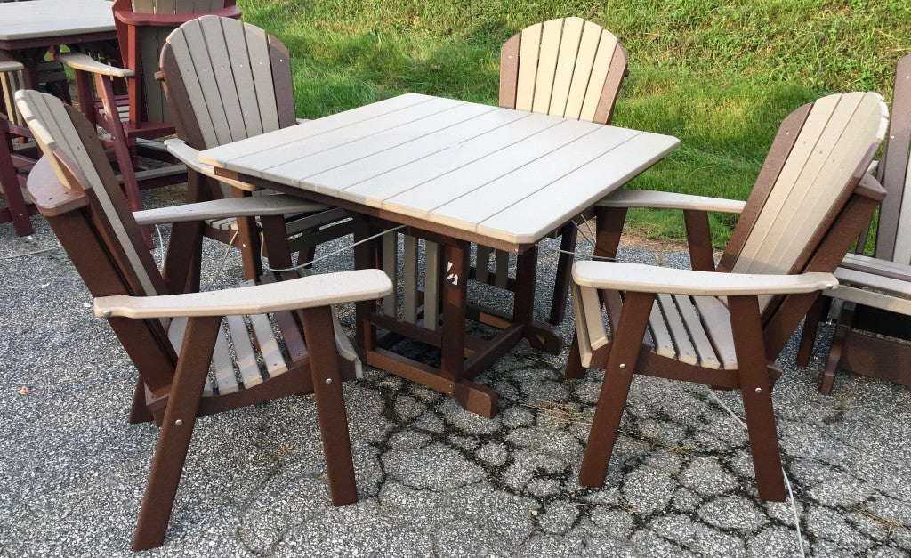 Poly 44″ Square Regular Height Table and Adirondack Dining Chair Set