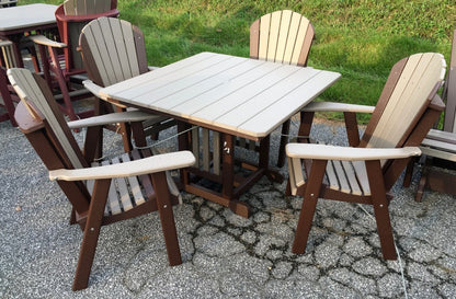 Poly 44″ Square Regular Height Table and Adirondack Dining Chair Set