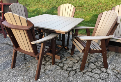 Poly 44″ Square Regular Height Table and Adirondack Dining Chair Set