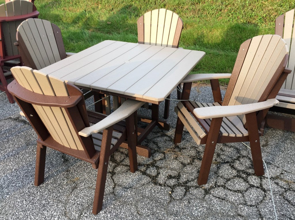 Poly 44″ Square Regular Height Table and Adirondack Dining Chair Set