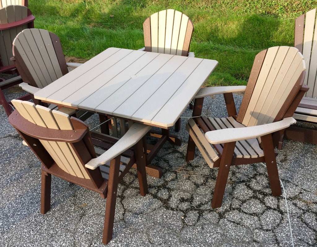 Poly 44″ Square Regular Height Table and Adirondack Dining Chair Set