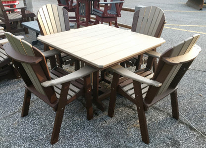 Poly 44″ Square Regular Height Table and Adirondack Dining Chair Set