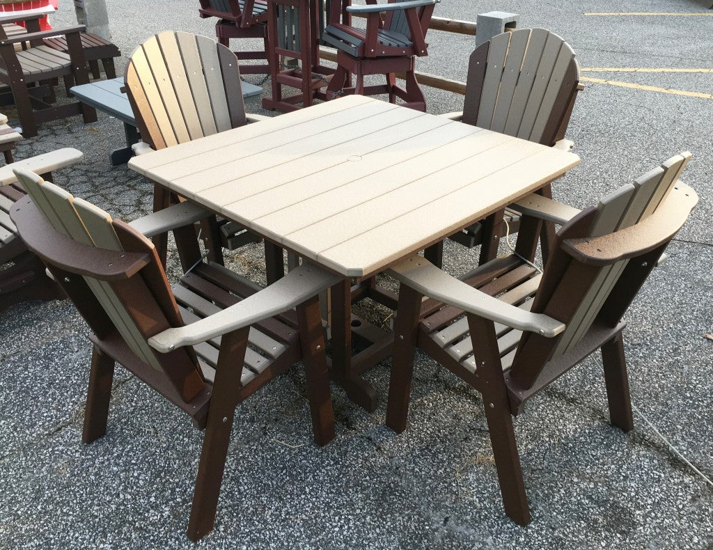 Poly 44″ Square Regular Height Table and Adirondack Dining Chair Set