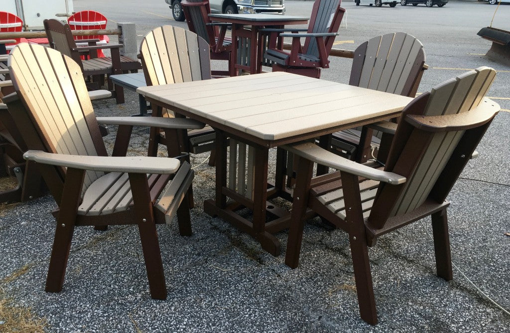 Poly 44″ Square Regular Height Table and Adirondack Dining Chair Set