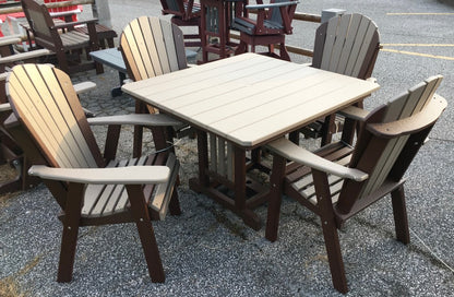 Poly 44″ Square Regular Height Table and Adirondack Dining Chair Set