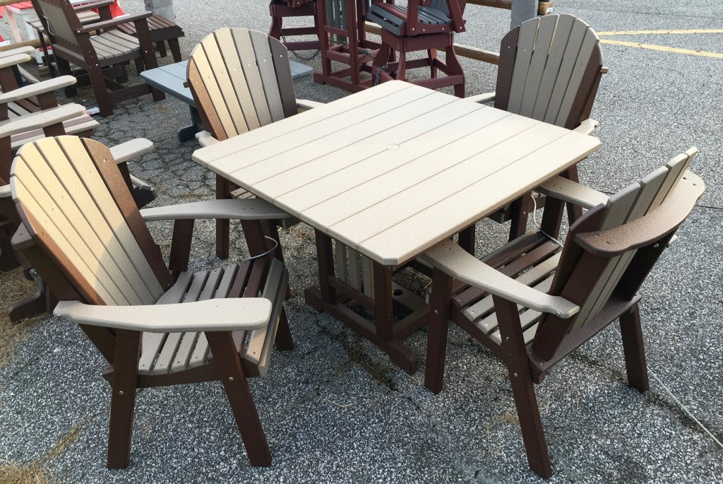 Poly 44″ Square Regular Height Table and Adirondack Dining Chair Set