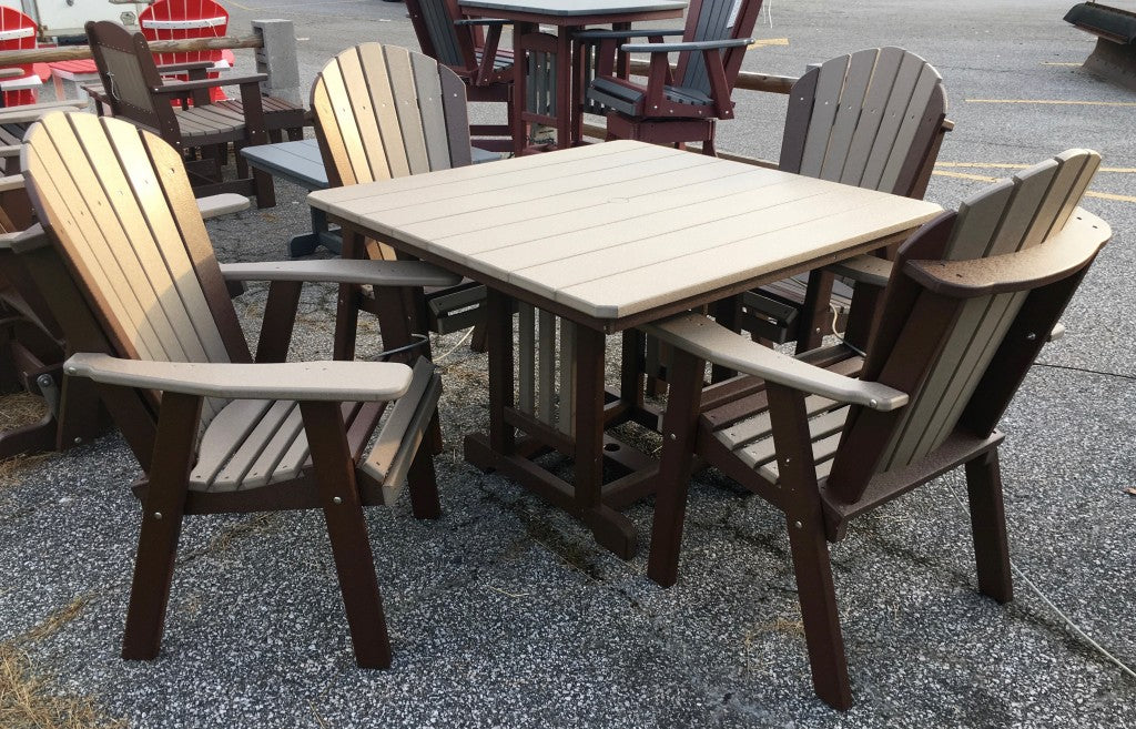 Poly 44″ Square Regular Height Table and Adirondack Dining Chair Set