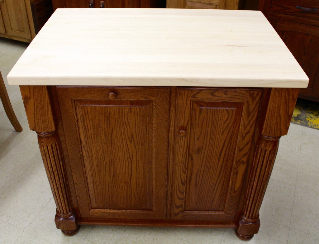 Turned Leg Island With Butcher Block Top