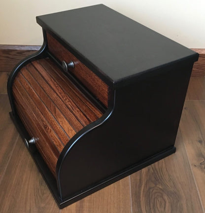 Rolltop Bread Box with Drawer in Beautiful Two-Tone Finish