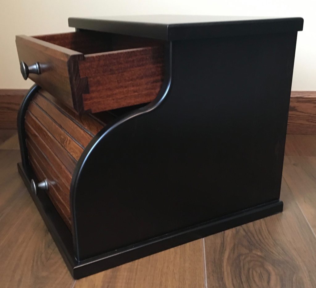 Rolltop Bread Box with Drawer in Beautiful Two-Tone Finish