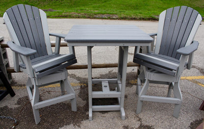 Poly 33″ Square Bar Height Table and Adirondack Swivel Bar Stool Set