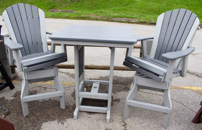 Poly 33″ Square Bar Height Table and Adirondack Swivel Bar Stool Set