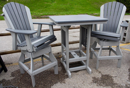 Poly 33″ Square Bar Height Table and Adirondack Swivel Bar Stool Set