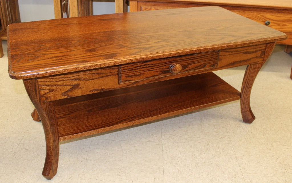 Curved Leg Coffee Table With Drawer