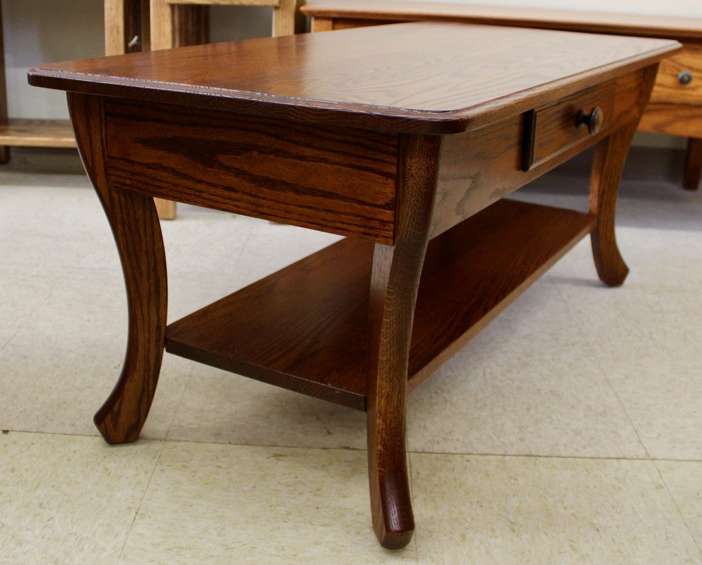 Curved Leg Coffee Table With Drawer