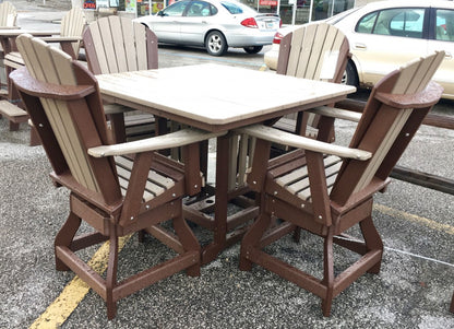 Poly 44″ Square Counter Height Table and Adirondack Swivel Bar Stool Set