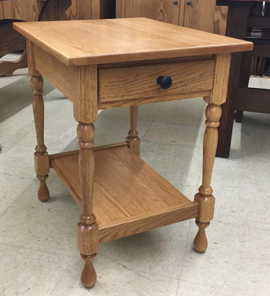 Turned Leg End Table with Drawer