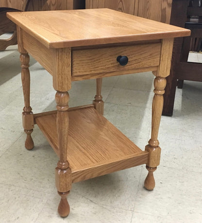 Turned Leg End Table with Drawer