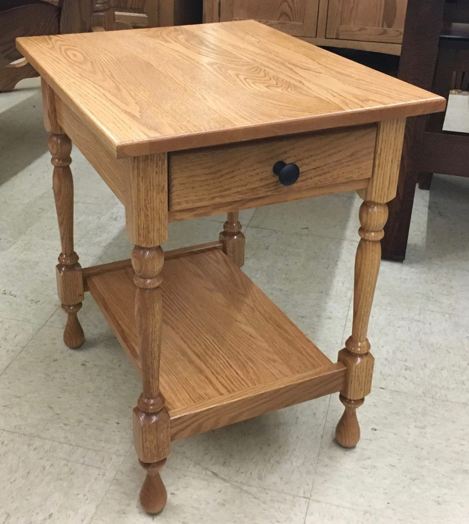 Turned Leg End Table with Drawer