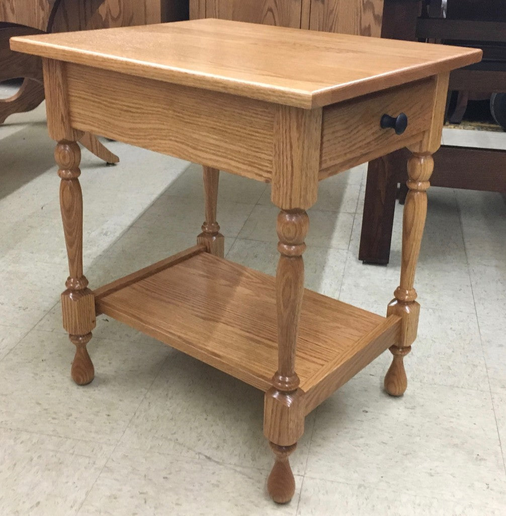 Turned Leg End Table with Drawer