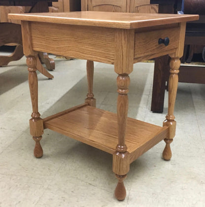 Turned Leg End Table with Drawer