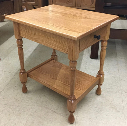 Turned Leg End Table with Drawer