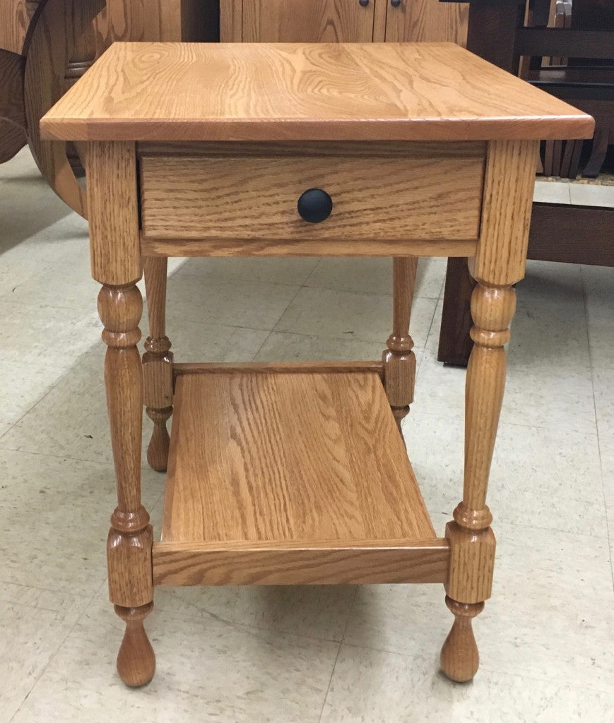 Turned Leg End Table with Drawer