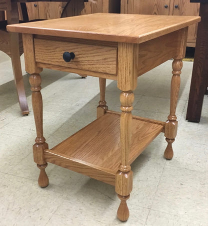 Turned Leg End Table with Drawer