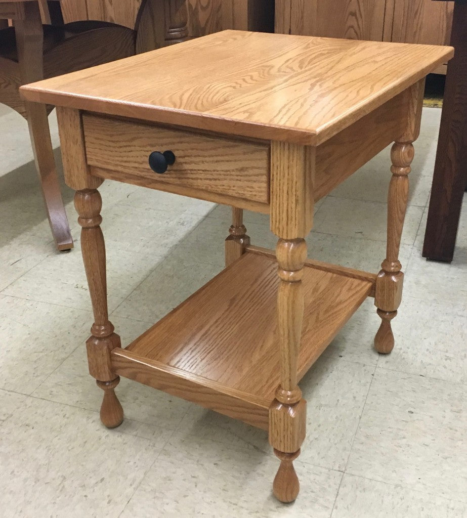 Turned Leg End Table with Drawer