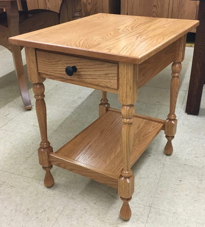 Turned Leg End Table with Drawer