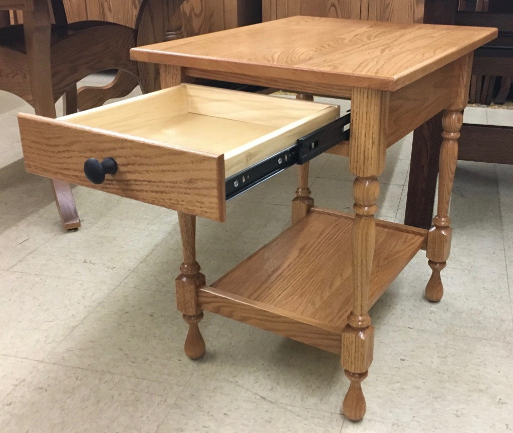 Turned Leg End Table with Drawer