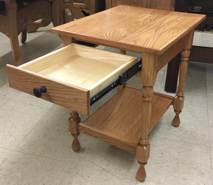 Turned Leg End Table with Drawer