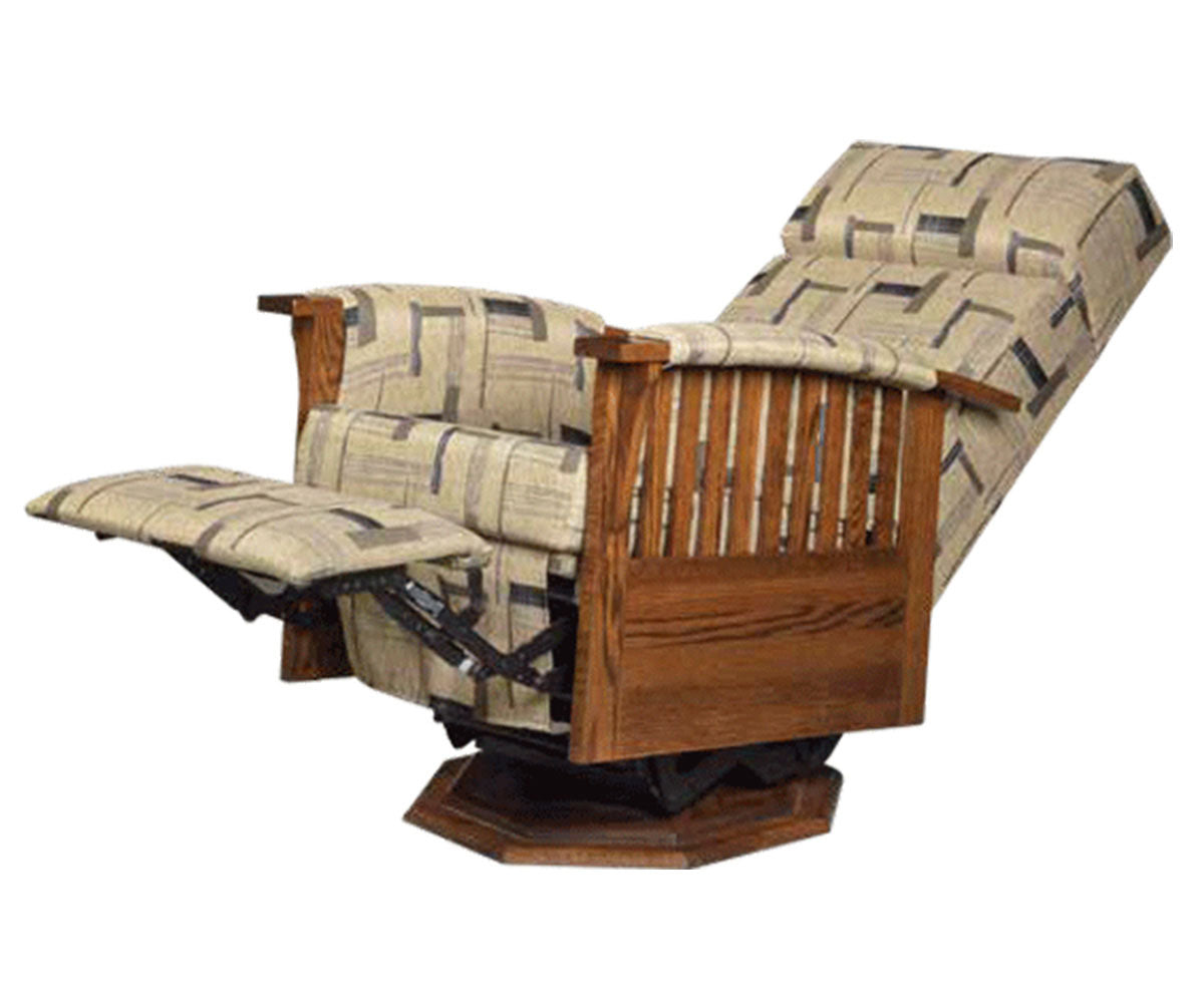 Mission Swivel Glider Recliner with Octagonal Wood Base