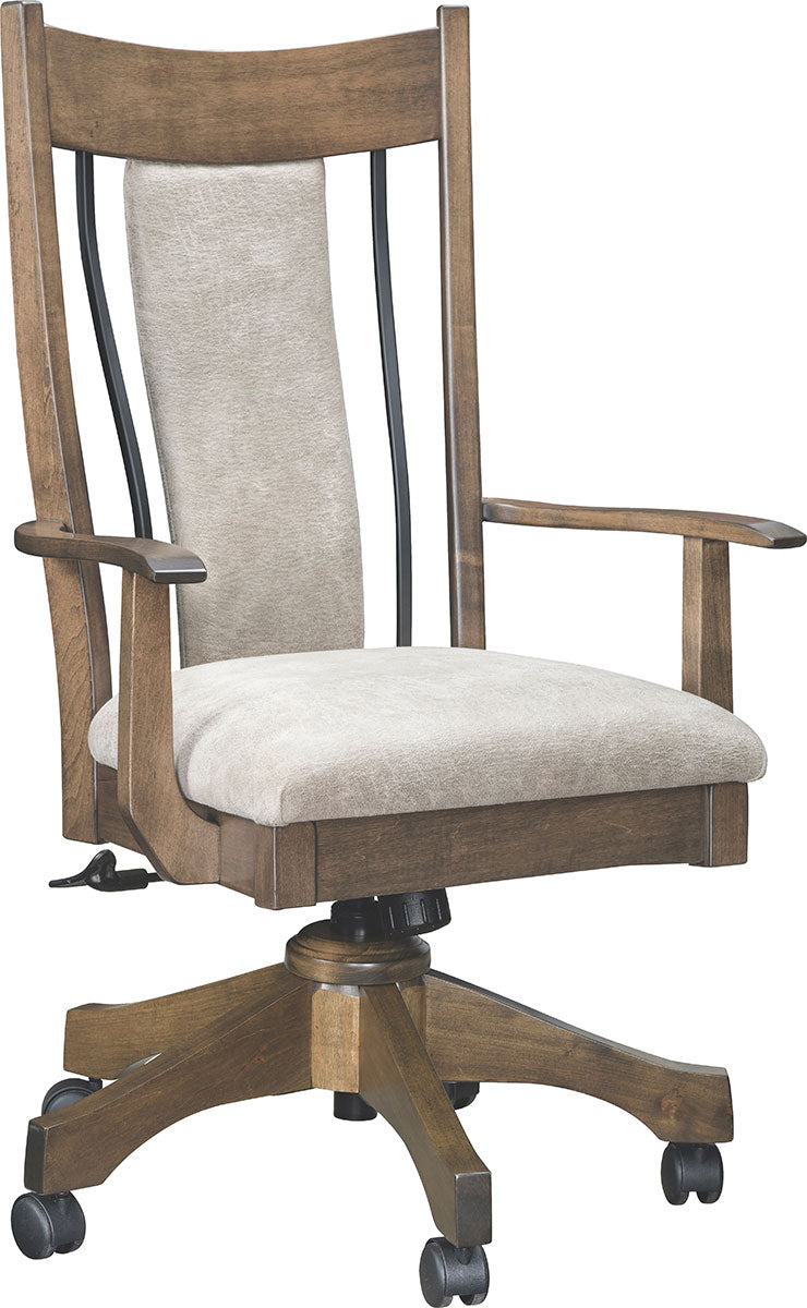 Eagle Desk Chair with Wrought Iron and Fabric Back and Seat