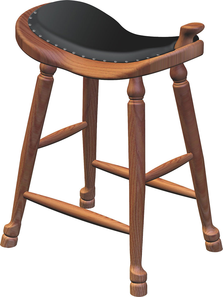 Western Saddle Stool with Fabric Seat