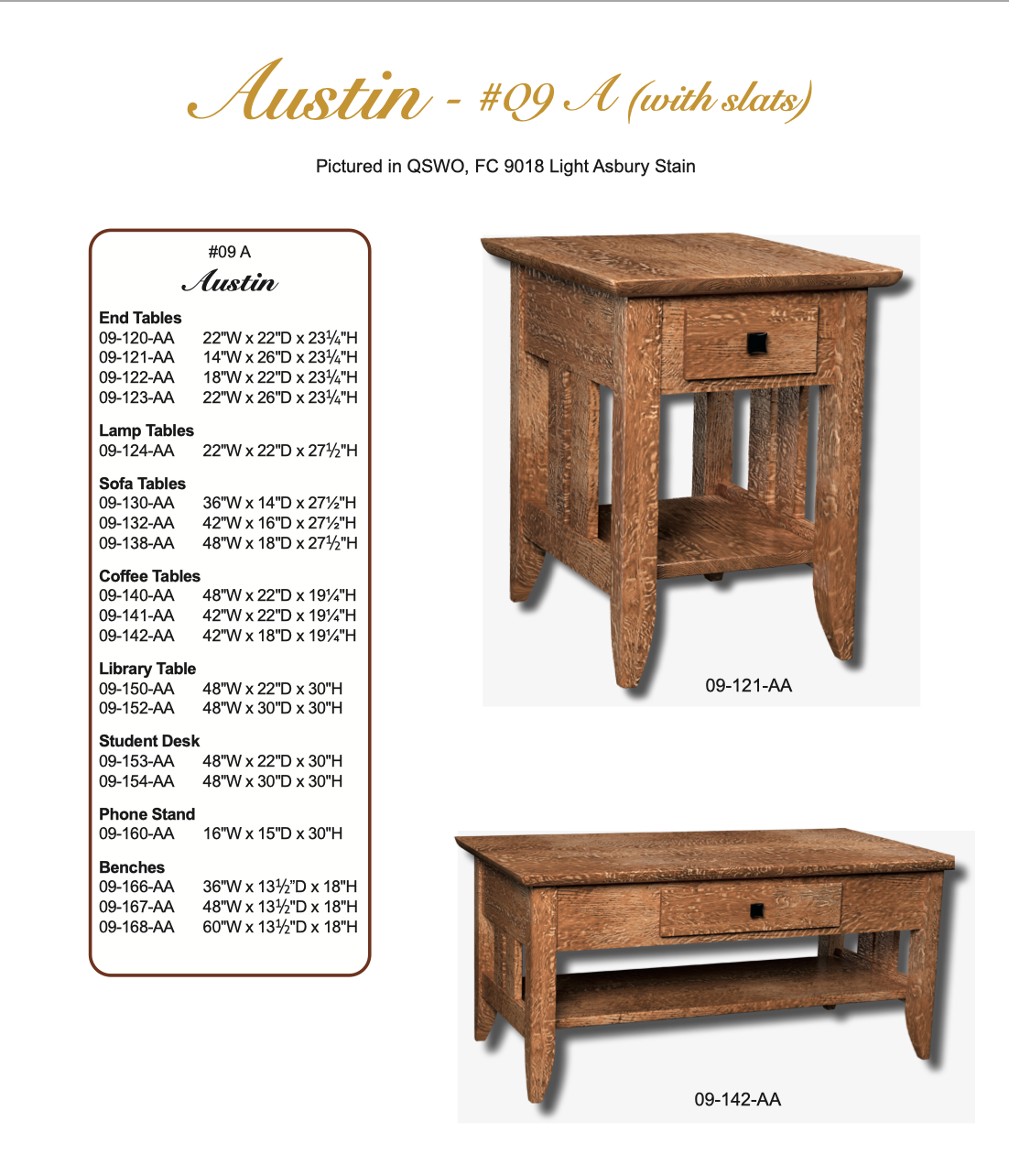 Austin (No Slats) 48″ Sofa Table 