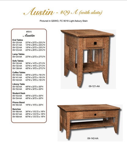 Austin (With Slats) Chair Side Table With Drawer