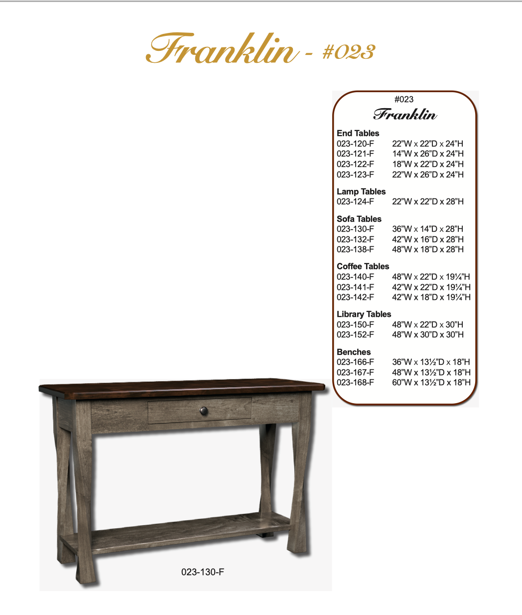 Franklin 36″ Sofa Table 