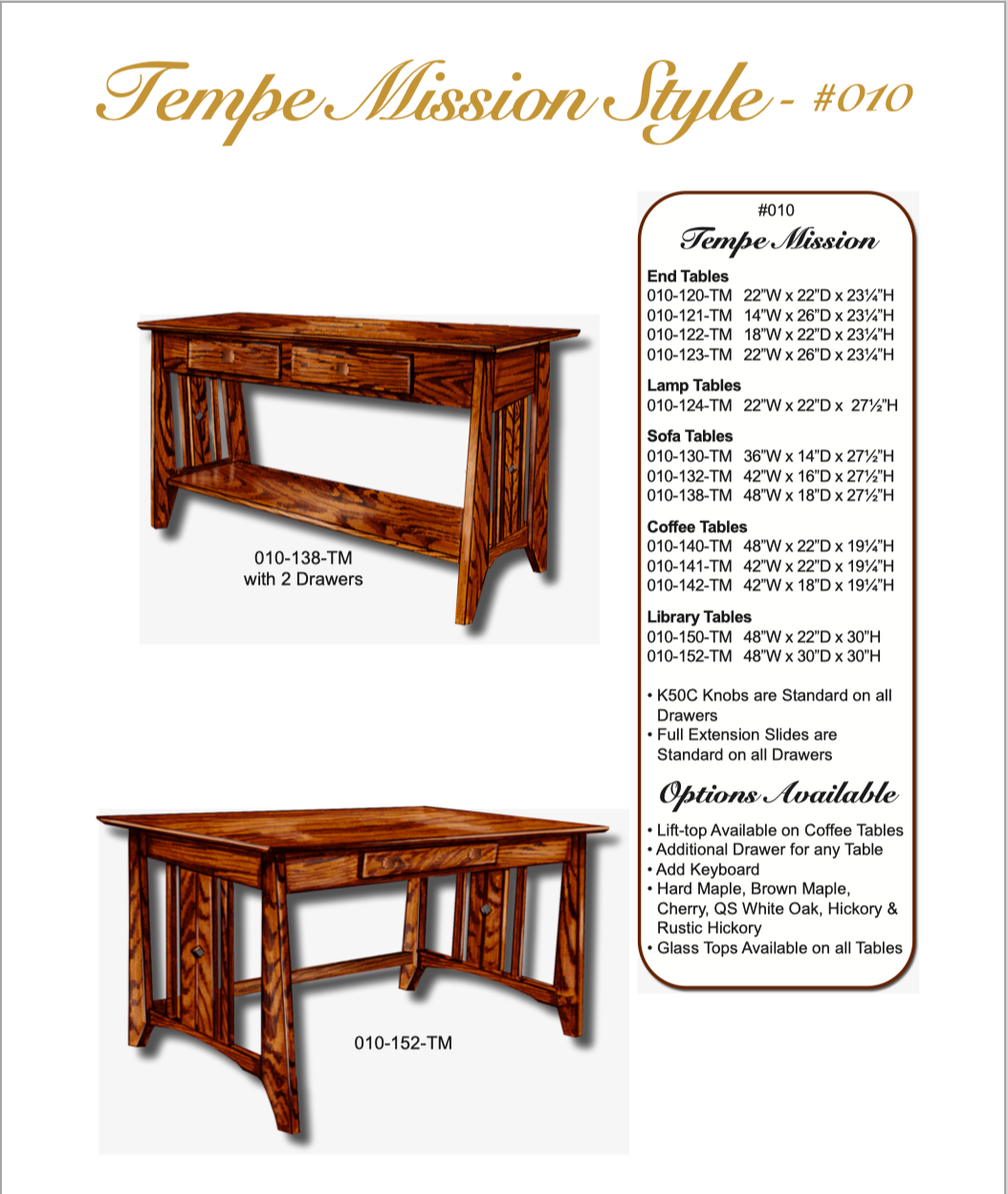 Tempe Mission 22″ x 22″ End Table With Drawer