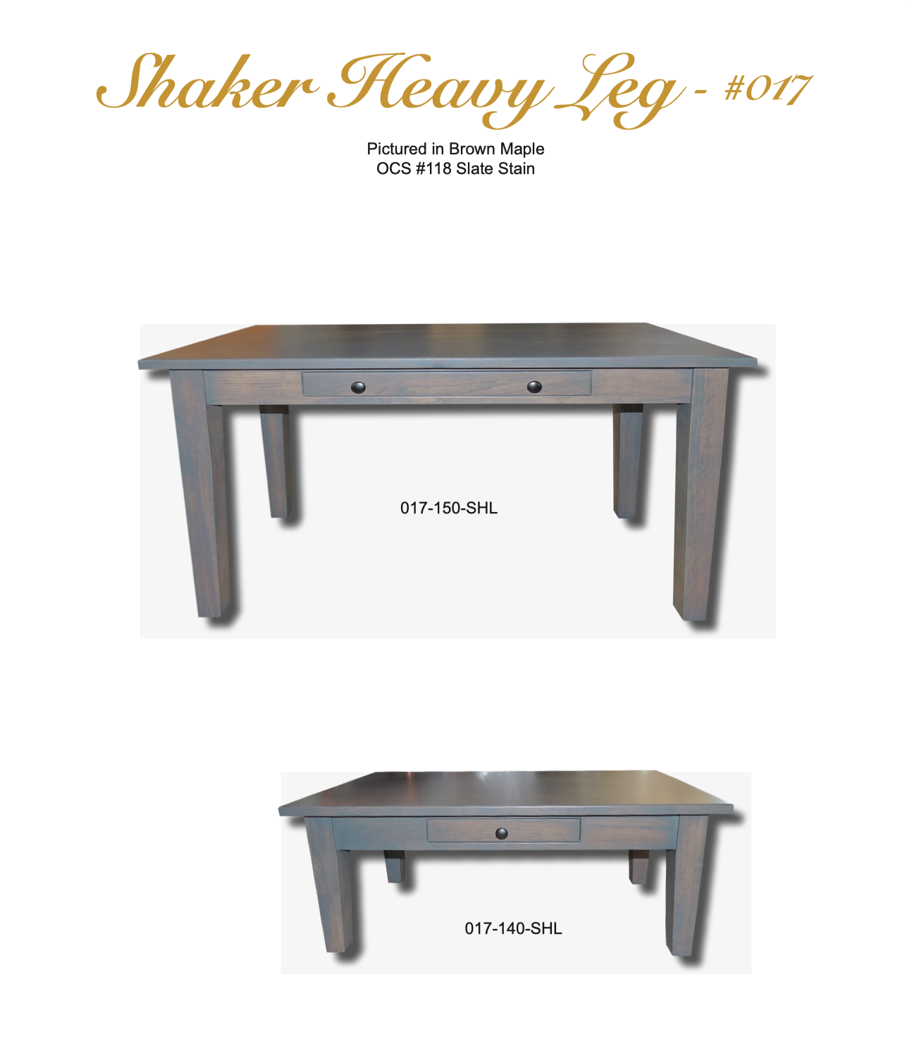 Shaker Heavy Leg 48″ Coffee Table