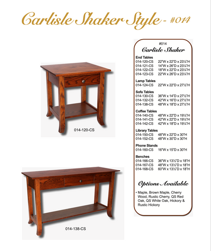 Carlisle Shaker 22" x 22" End Table With Drawer