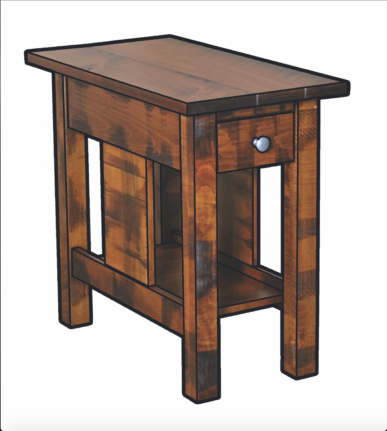 Weldon Rough Sawn Chair Side Table With Drawer