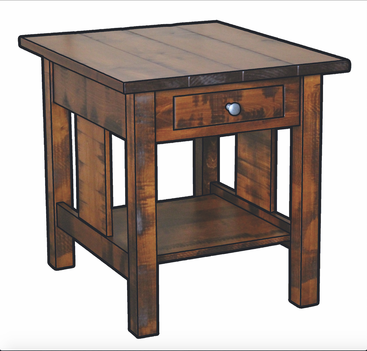Weldon Rough Sawn End Table With Drawer