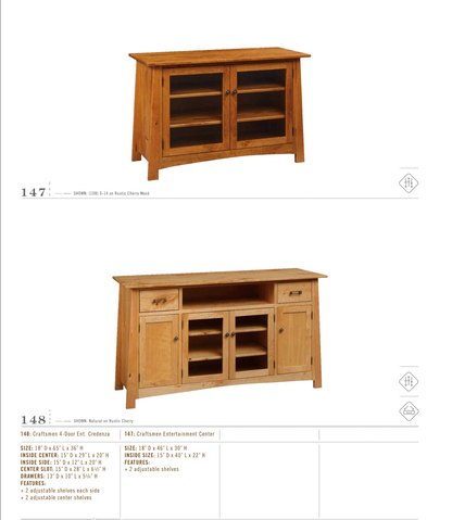 Mission 65″ TV Credenza in Brown Maple Wood