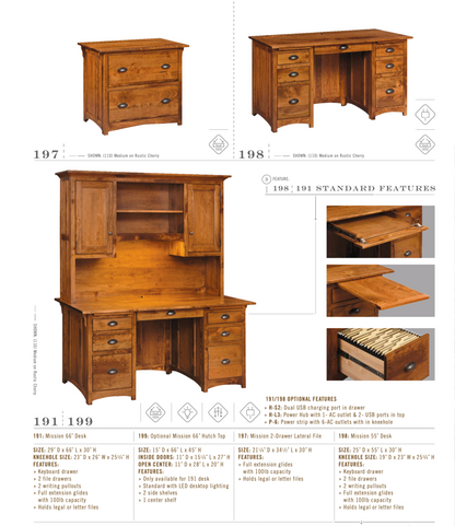 Mission Large Secretary Desk with File Drawer